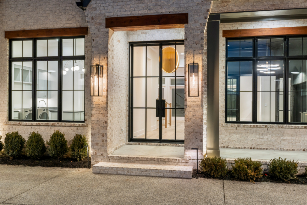 double steel entry doors with steel and glass windows